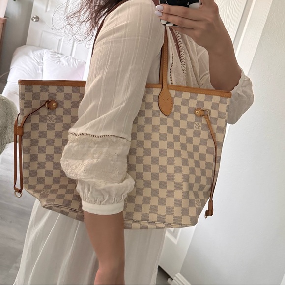 Louis Vuitton white Neverfull Damier MM canvas tote - Picture 11 of 14